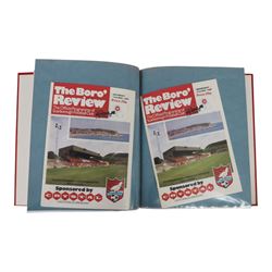 Comprehensive collection of approximately two-hundred Scarborough FC football programmes for the 1983/84, 1984/85,1985/86 and 1986/87 seasons, all filed within eight dedicated Scarborough FC red Home and Away binders 