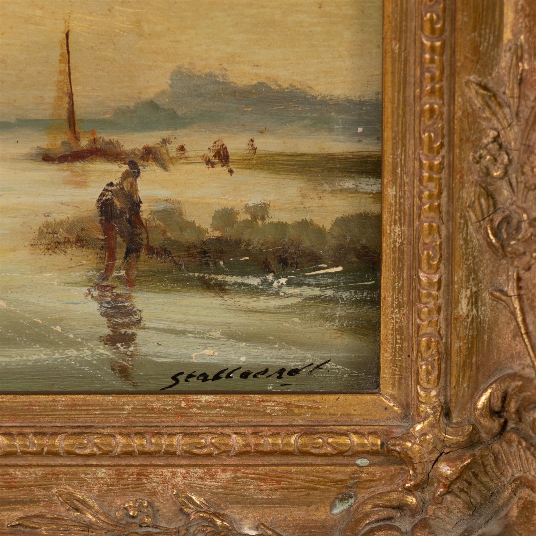 Continental School (20th Century): Shipping Scenes, two oils on panel and one on canvas variously signed in gilt frames, largest 29cm x 38cm (3)