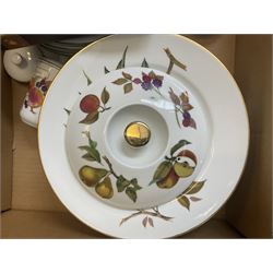 Royal Worcester Evesham and Evesham Vale tea and dinner wares, to include, three large covered tureens, coffee pot, eight tea cups and saucers, milk jug, two covered sucriers, boxed serving spoons etc, approx .130