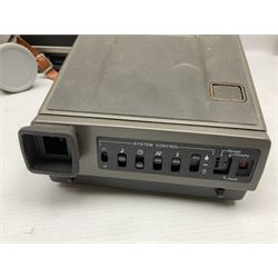 Brass telescope, together with Zenith 7 x 50 field binoculars, two polaroid cameras and other cameras and equipment 