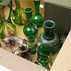 Collection of Victorian green glass, Doulton Lambeth, Beswick horse, Masons Ironstone in box, etc 