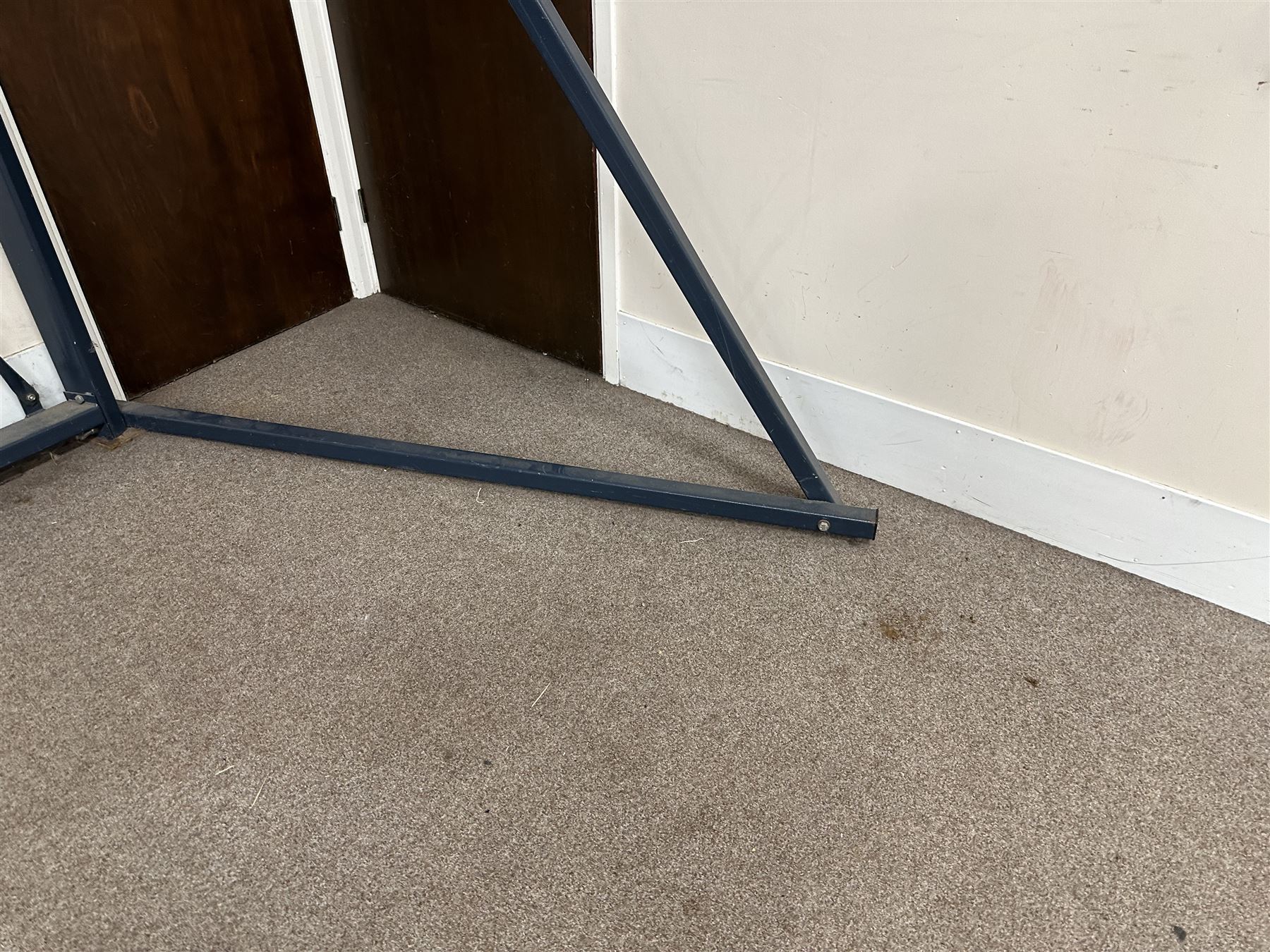 Commercial Rug Display Rack, painted steel, 20 swing arms, can fit 40 rugs back to back