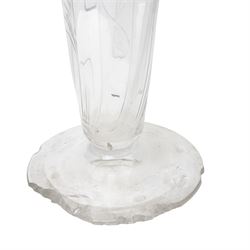 *Collection of hand blown and contemporary decorative glassware examples, to include a set of twelve etched glass ice plates, large trumpet shaped vase with shaped floral decoration, decanter with devil motif, etc
From the Kirkham Hall Attic & Cellar Collection, sold without reserve