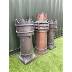 Three Victorian terracotta crown top chimney pots - THIS LOT IS TO BE COLLECTED BY APPOINTMENT FROM DUGGLEBY STORAGE, GREAT HILL, EASTFIELD, SCARBOROUGH, YO11 3TX