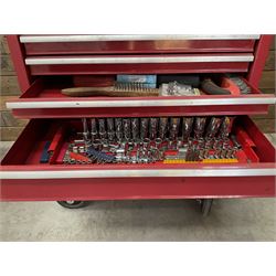 Britool, Halfords and Stack-on red tool chests with contents