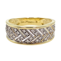 14ct gold diamond parquet design ring, hallmarked