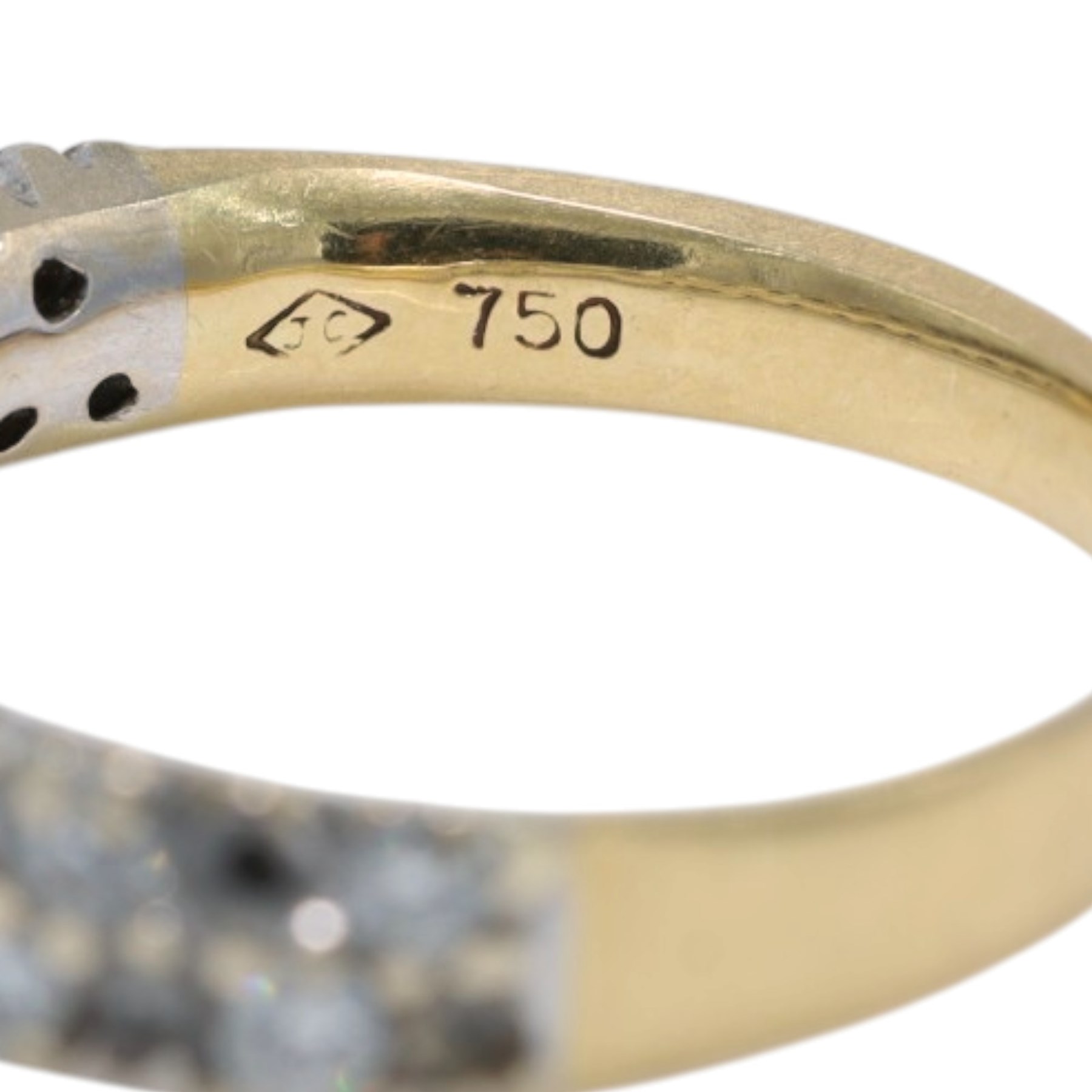 18ct gold diamond half eternity ring, stamped 750