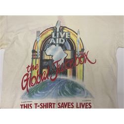 Live Aid memorabilia 13th July 1985 Wembley Stadium - Official Programme with ticket; and The Global Juke Box T-shirt