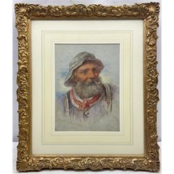 John Murray Drummond (Scottish 1802-1889): Fisherman Smoking a Pipe, watercolour signed 27cm x 20cm