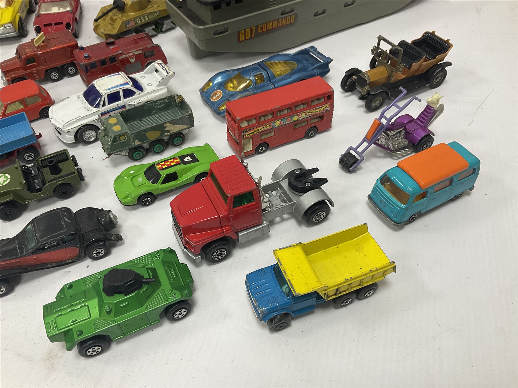 Sutcliffe ‘Sea Wolf’ clockwork atomic submarine, boxed; Mamod SP2 Steam Engine, lacking chimney; with quantity of playworn die-cast vehicles to include Corgi, Matchbox etc