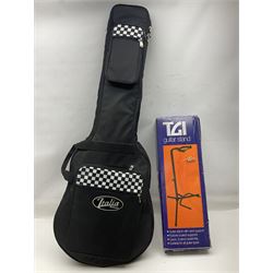 Italia Maranello Speedster electric guitar in black and white, serial no.013972; L99cm; in Italia soft carrying case; together with a boxed TGI 3491 guitar stand