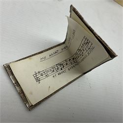 Anna Meszaros Hungary - three hand made needlework figurines - 'The Cobbler' as a child seated in a wooden rocking chair working on a removed boot H28cm; young girl in a long floral dress standing playing a harp H35cm; and young girl wearing a blue tabard standing playing a lute (3) Auctioneer's Note: Anna Meszaros came to England from her native Hungary in 1959 to marry an English businessman she met while demonstrating her art at the 1958 Brussels Exhibition. Shortly before she left for England she was awarded the title of Folk Artist Master by the Hungarian Government. Anna was a gifted painter of mainly portraits and sculptress before starting to make her figurines which are completely hand made and unique, each with a character and expression of its own. The hands, feet and face are sculptured by layering the material and pulling the features into place with needle and thread. She died in Hull in 1998.  