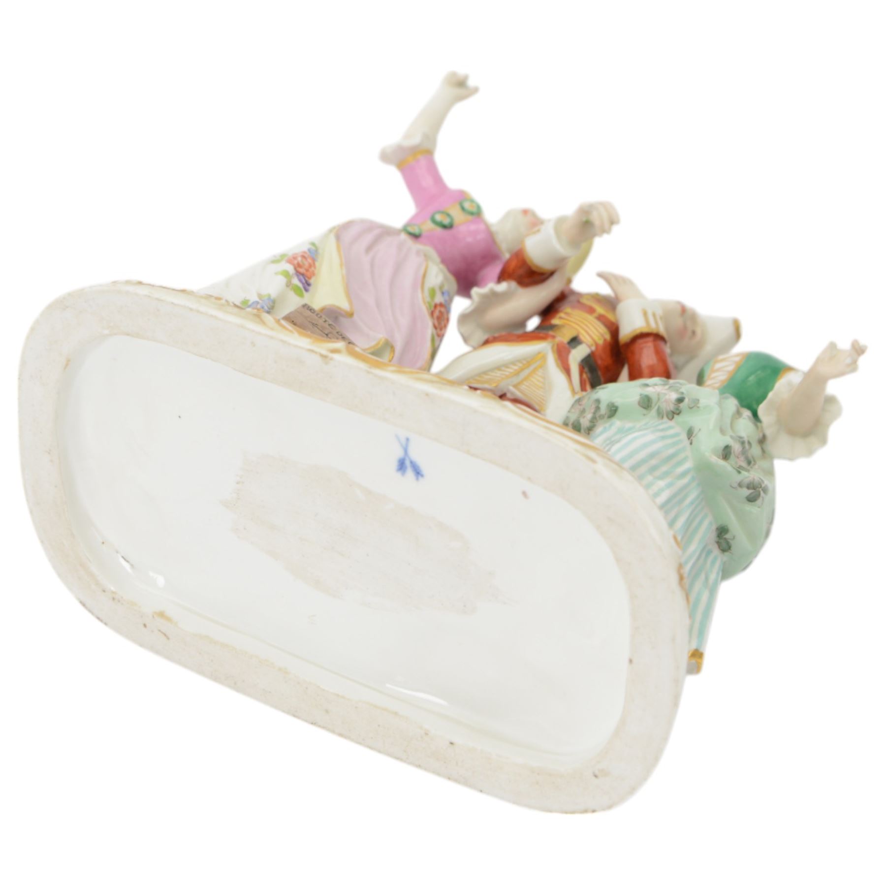 Continental figure group L' Amour,, together with a pair of courting figures and Staffordshire spill vase 