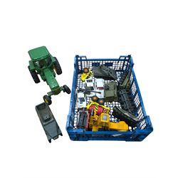 Diecast vehicles, including Britains John Deere tractor, two Corgi 007 Lotus Espirit, four Dinky tanks, etc