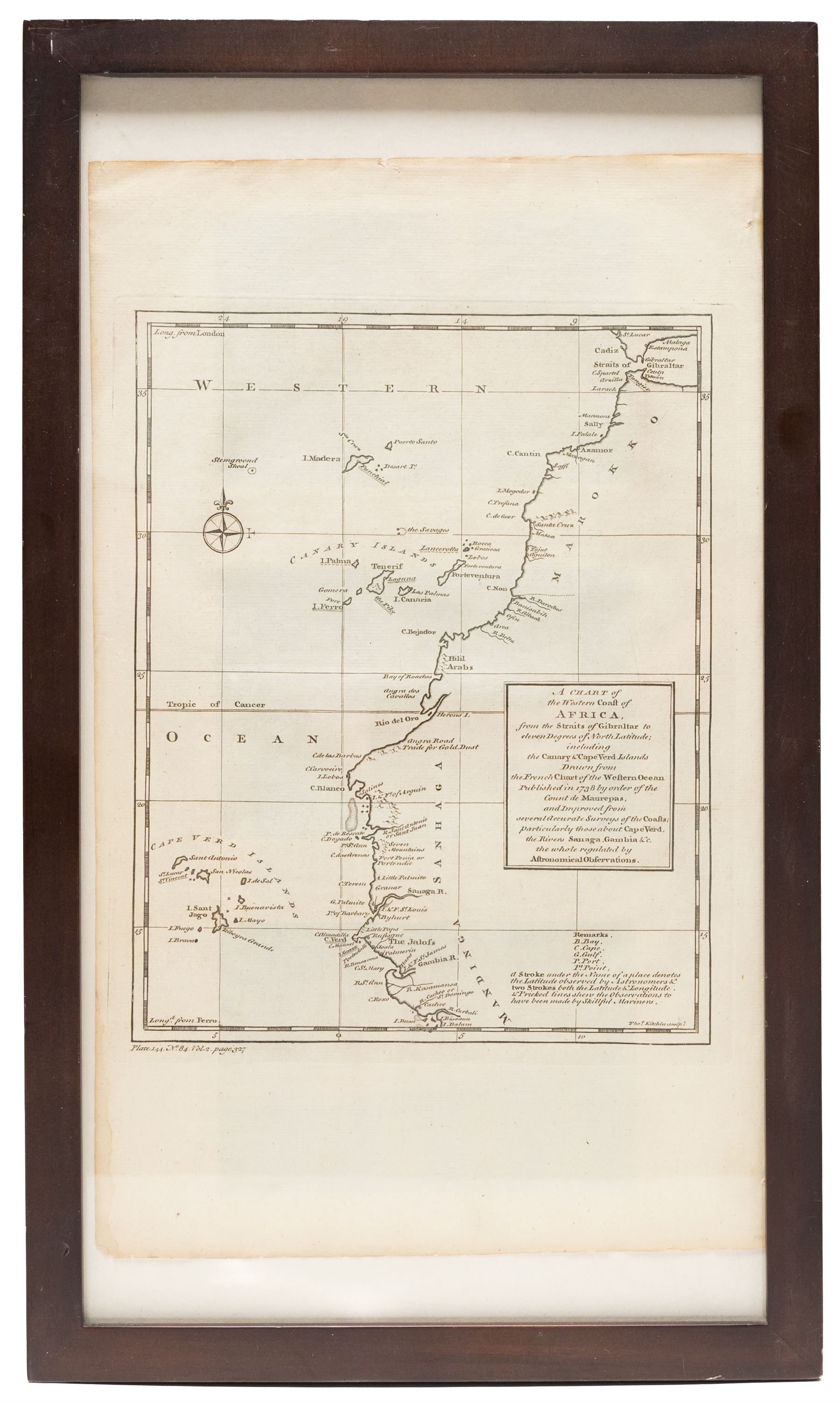 Thomas Kitchin (British 1718-1784): 'A Chart of the Western Coast of Africa', and 'Map of the Countries on the South Sea from Panama to Guayaquil', two late-18th century engraved maps, the latter from Dr. Robertson's 'History of America', 39cm x 27cm (2)