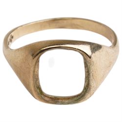 9ct gold signet ring mount, hallmarked