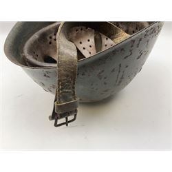 WWII Italian steel helmet with liner and chin strap