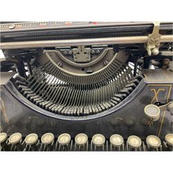 Underwood manual typewriter with original cover and Knitmaster Knitting machine in original box with instructions. 