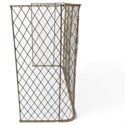 19th century large wrought iron nursery fire guard, of curved form with scrolled brace in the centre