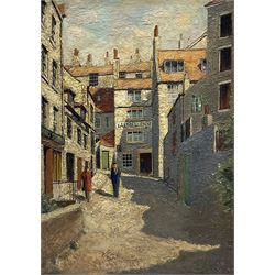 English School (20th century): 'The Laurel Inn - Robin Hoods Bay', oil on board unsigned 52cm x 37cm