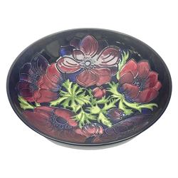 Moorcroft Anemone pattern fruit bowl, with painted and impressed marks beneath, D26cm