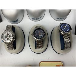 Collection of wristwatches including two Slazenger stainless steel wristwatches, England Rugby stainless steel, Casio Sea-Pathfinder, three Pod, Fossil Speedway, Speedo and Head (10) 