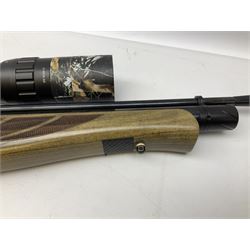 Air Arms S400F Carbine bolt-action .22 multishot air rifle, pump-up action, adjustable trigger, fitted with sound moderator and Nikko Stirling Mountmaster 3-9 x 50 telescopic sight, complete with stirrup type pump, pressure gauge etc, serial no.135456, L106cm; in gun sling