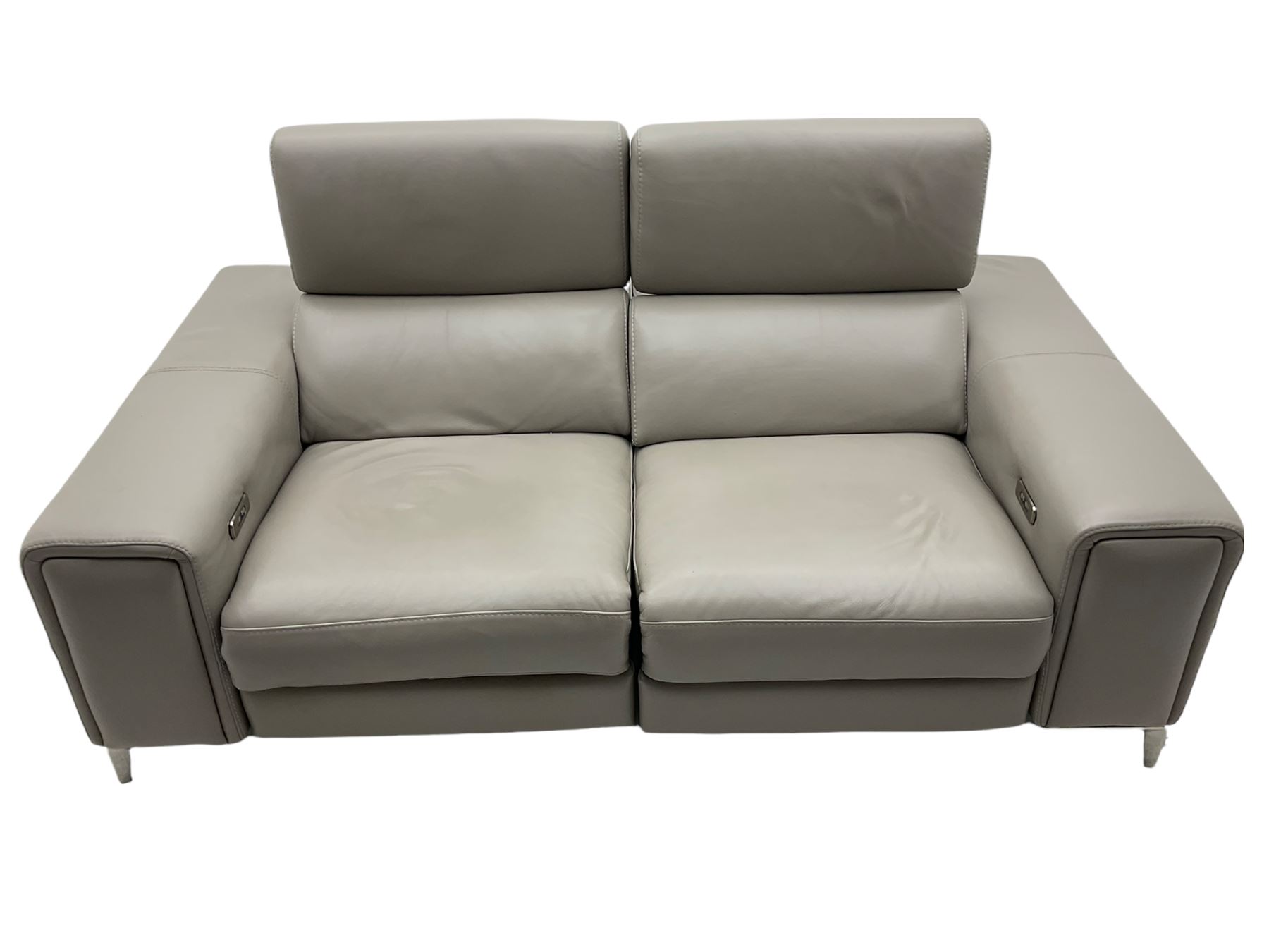 Franco Ferri Italia Carter power reclining two seat sofa, upholstered in Tosca grey leather