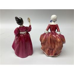 Two Royal Doulton figures comprising Vanity and Goody Two Shoes, together with a Leonardo Collection Winter Breeze and three other figures