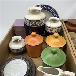A group of assorted Hornsea pottery, to include a John Clappison pin dish, two fauna examples, a set of three Citrus storage jars, an Omega storage jar, Oceana plate, etc. 