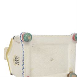 Mexborough Prattware Wesleyan Chapel Money Box, 1848, typically modelled as a chapel with putti to the front corners, on ball feet, inscribed  to the front Emma Sutton Bampton June 18 1848, H17cm, L15cm