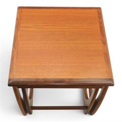 G-Plan - 'Astro' teak nest of three tables, square top with shaped supports
