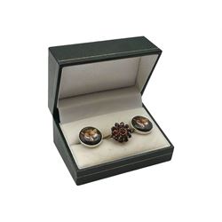 Collection of jewellery, including bone necklace, silver-gilt garnet ring, enamel fox cufflinks, Michaela Frey bracelets, etc