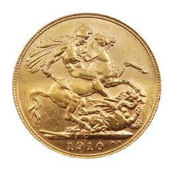 King Edward VII 1910 gold full sovereign coin, Ottawa mint