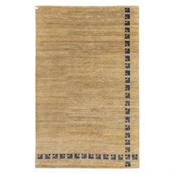 Rugs by Design - ‘Silk Stone’ Nepalese thick pile wool rug, with plain textured camel grou...