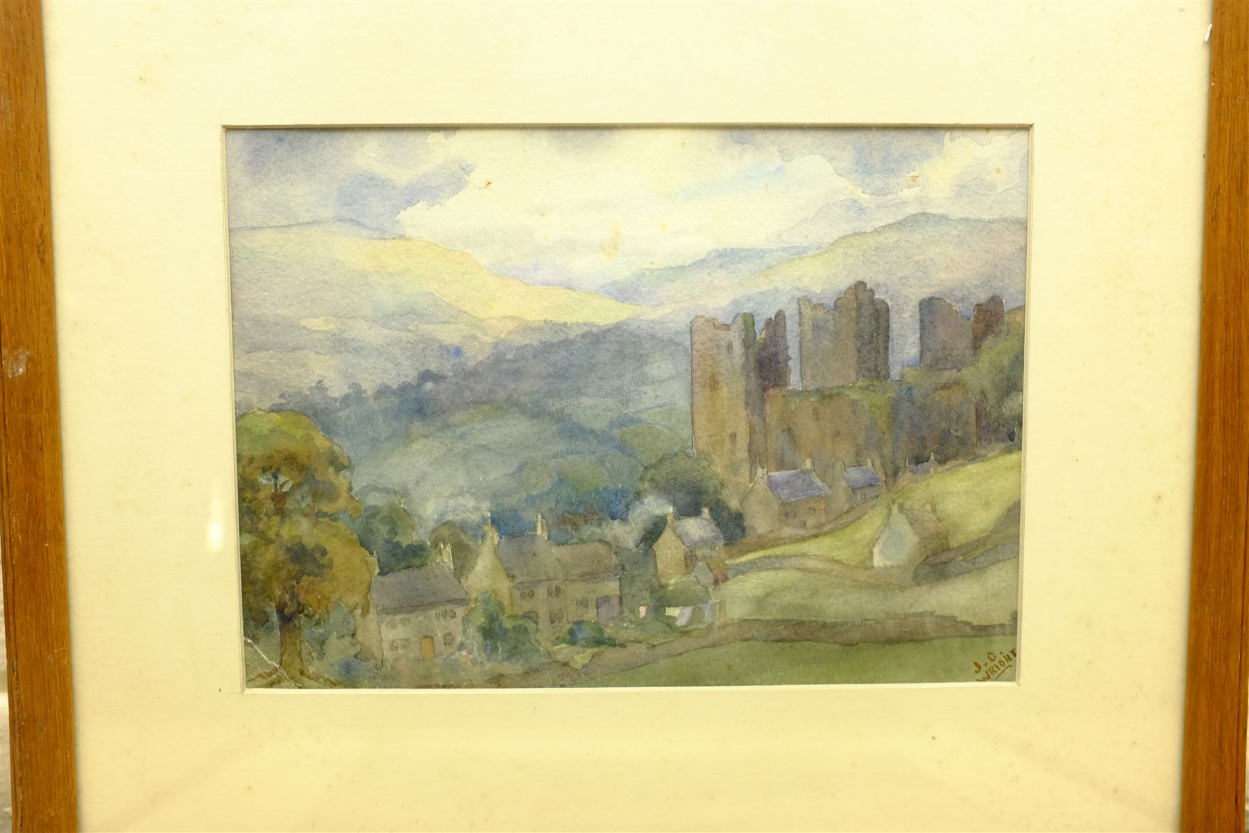 J G Wright (British 20th century): Castle Bolton and Yorkshire Village, two watercolours signed 26cm x 36cm and 22cm x 31cm