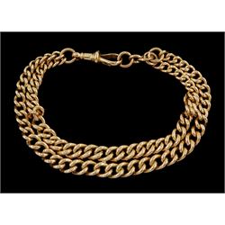 Early 20th century 9ct rose gold double curb link bracelet, Birmingham 1918, each link stamped 9 .375