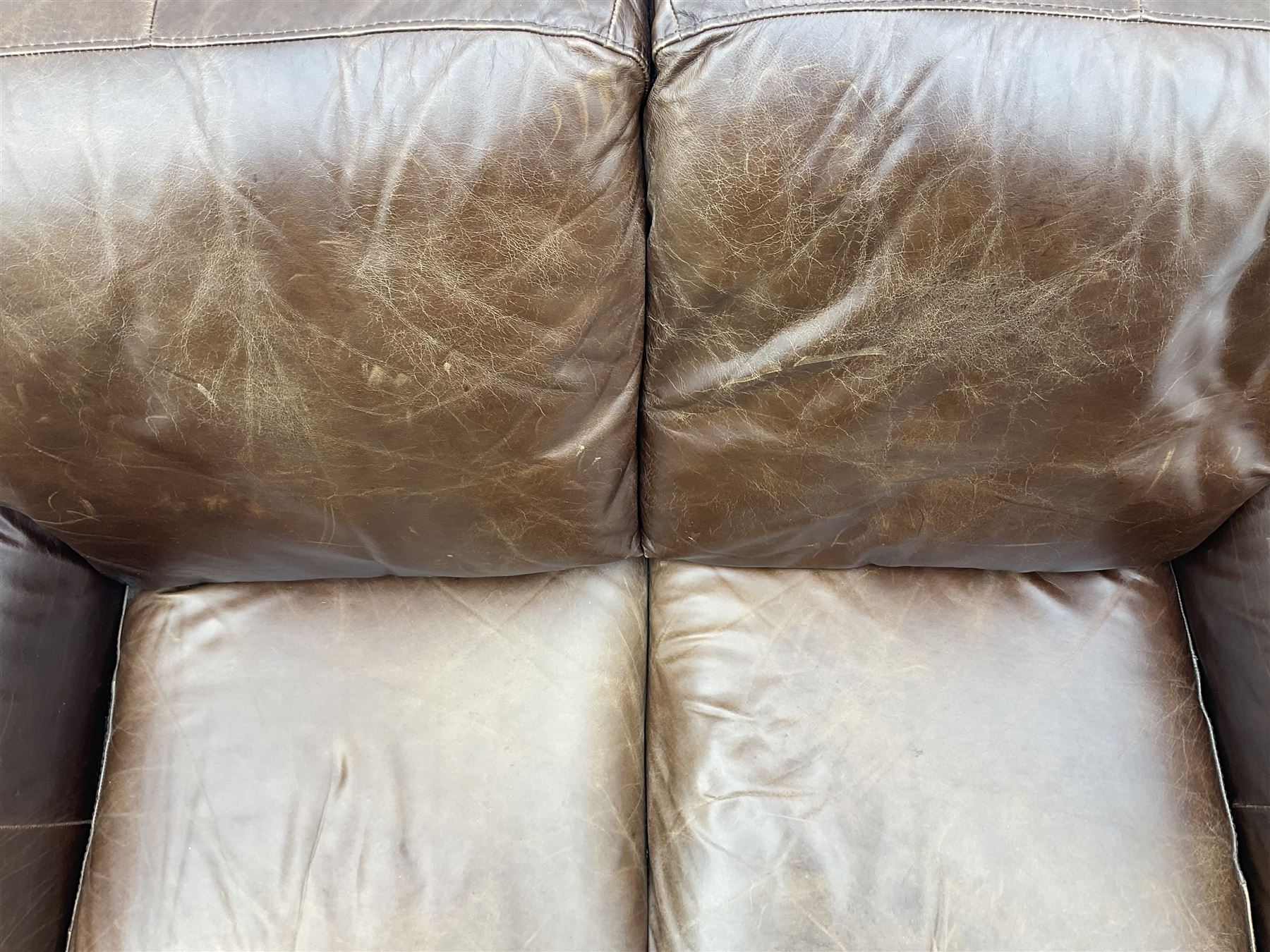 Barker & Stonehouse - Italsofa two seat traditional shape sofa upholstered in brown leather, turned front feet