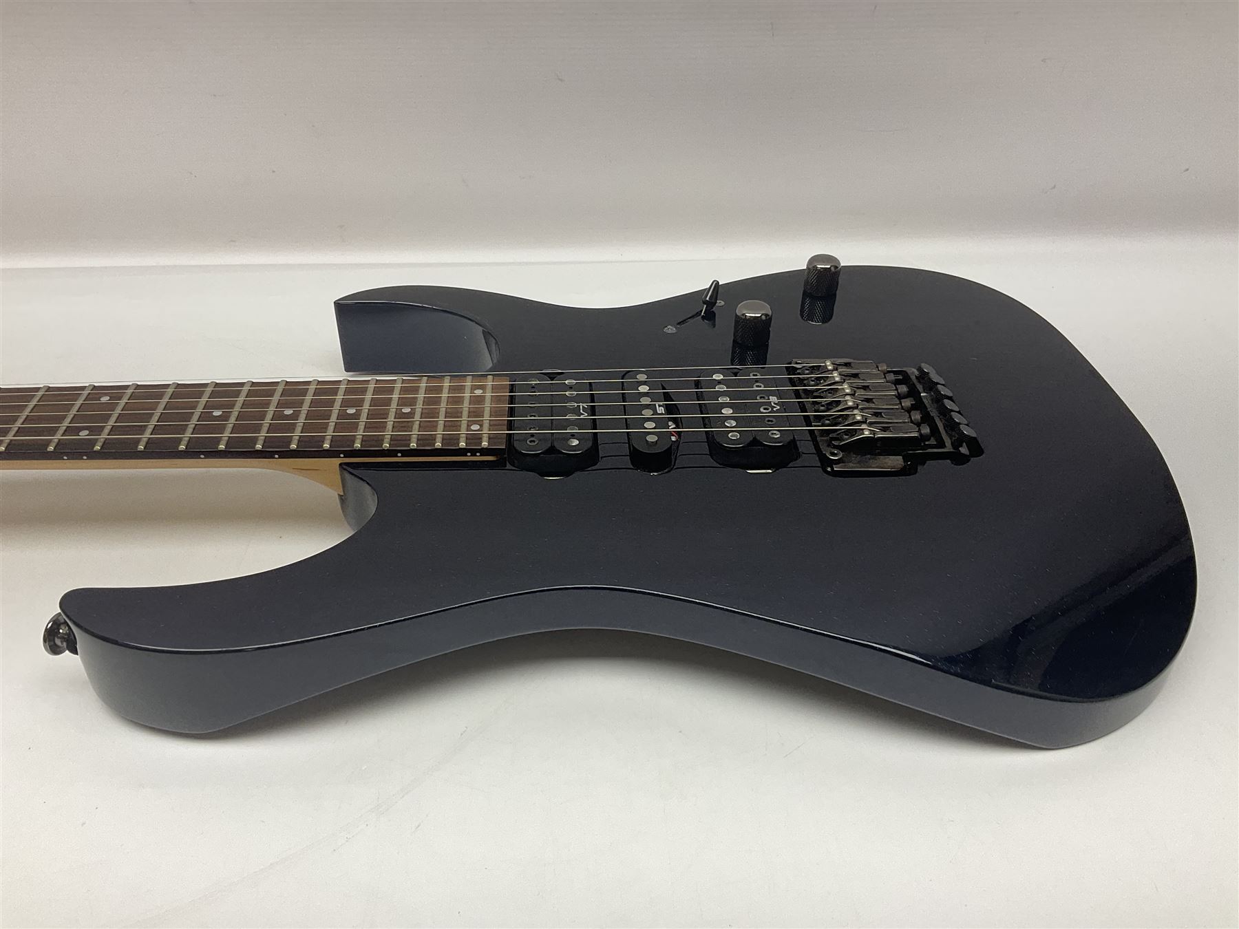Ibanez Prestige RG1570 Mirage Blue electric guitar in black with tremolo arm, serial no.FO812696, L98.5cm; in original Ibanez fitted hard case marked Team J Craft