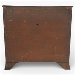 18th century Chippendale style mahogany chest of drawers, the moulded rectangular top above two short and three long drawers fitted with brass swan neck handles, raised upon original shaped bracket feet