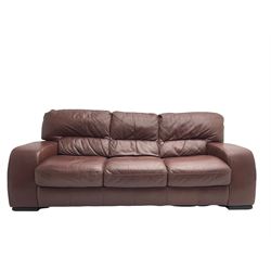 Violino Italian - three seat sofa upholstered in brown leather