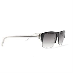 Prada - half-rim sunglasses with black acetate upper frame, clear acetate and silver-tone metal temples, graduated smoke lenses and PRADA lettering to the arms, in original hard case