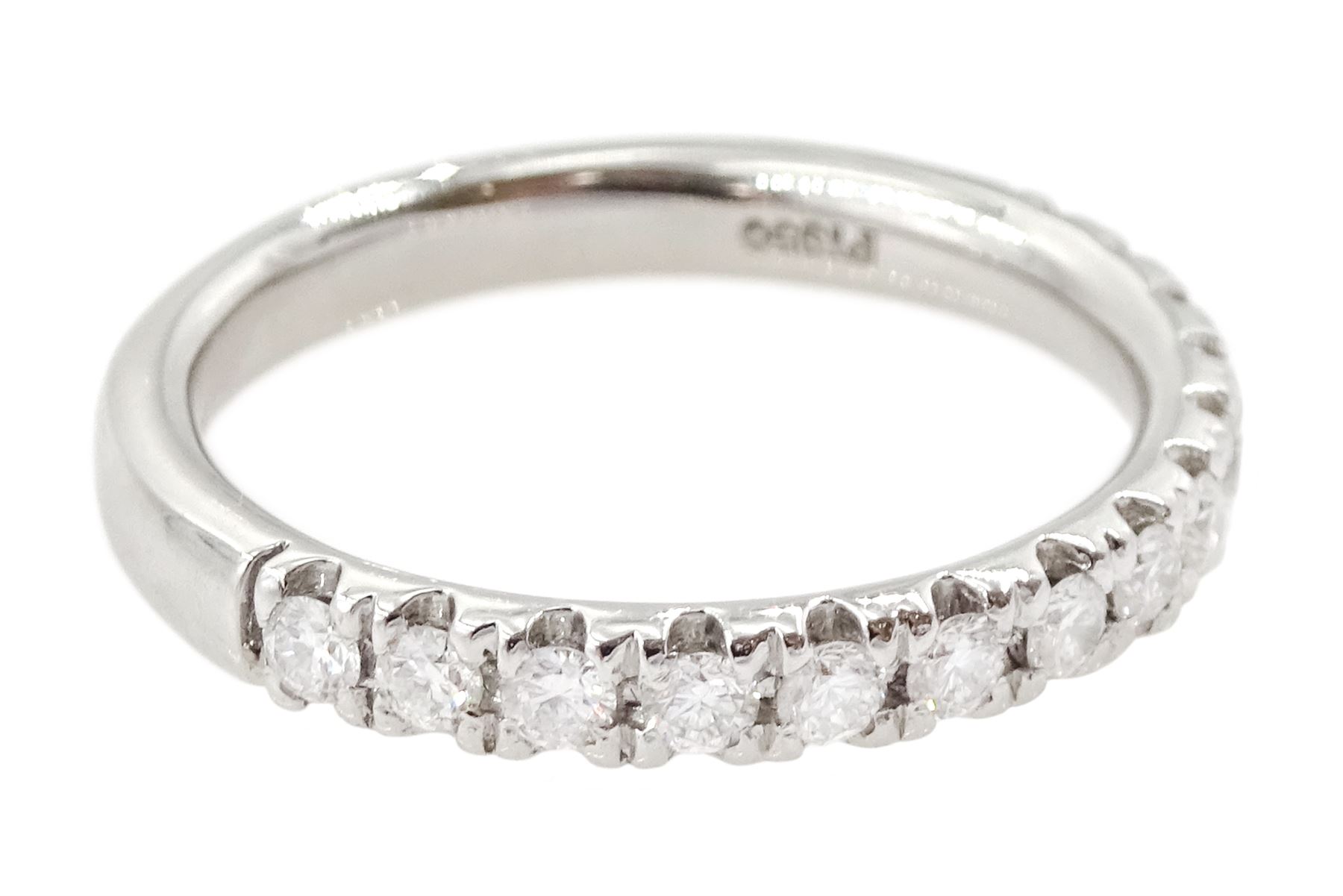 Platinum round brilliant cut diamond half eternity ring, hallmarked, total diamond weight approx 0.35 carat