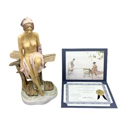 Limited edition Michael Sutty Figure, June Caprice, by Susan Russell Flint for Sir William Russell Flint Ltd, no 69/350, H34cm, with accompanying certificate 