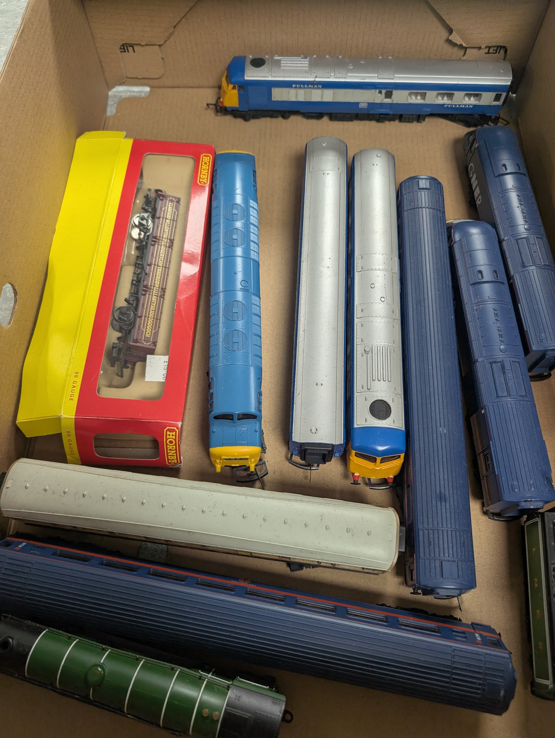 00 gauge model railway items, including Hornby Virgin HST 4 Car Train Set 'Maiden Voyager' and 'Lady in Red', Lima HST 4 Car set 'The Great Racer', other locomotives, rolling stock, track and accessories 
