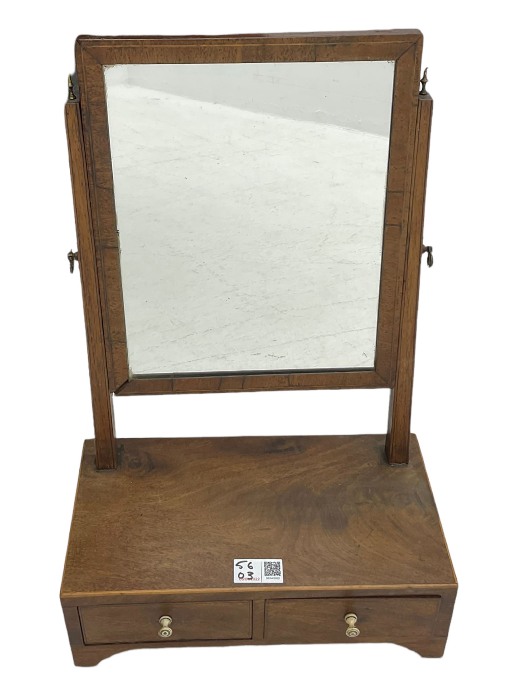 Early 20th century oval mahogany dressing table mirror (W82cm), a similar dressing table mirror, and two small 19th century swing mirrors (4)