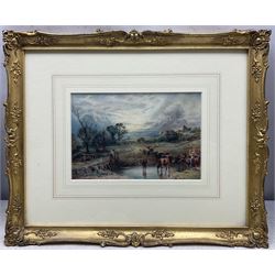 Myles Birket Foster RWS (British 1825-1899): 'Sunset with Cattle', watercolour signed with monogram 14cm x 21cm 
Provenance: private collection, purchased James Alder Fine Art, Hexham; with Christie's London 17th November 2010 Lot 149; exh. Sheffield Art Gallery, partial label verso