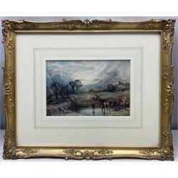 Myles Birket Foster RWS (British 1825-1899): 'Sunset with Cattle', watercolour signed with monogram 14cm x 21cm 
Provenance: private collection, purchased James Alder Fine Art, Hexham; with Christie's London 17th November 2010 Lot 149; exh. Sheffield Art Gallery, partial label verso