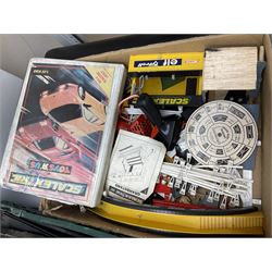 Scalextric - Porsche Power Set; boxed; Subaru Competition Rally Set (track and controllers only); boxed; Formula 1 Racing Car Set; polystyrene box base only; together with large quantity of track in four boxes; and quantity of accessories including vehicles, part vehicles for spares or repair, fencing, bridge, spare controllers etc