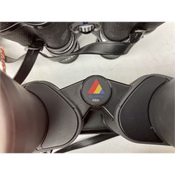 Eleven cased pairs of binoculars to include Summit 8x30,  Concord 8x40, Tasco no. 106 8x - 16x40, Chinon 10x50, Tokina 7x42 Field, Zoom 6x- 12x32 etc